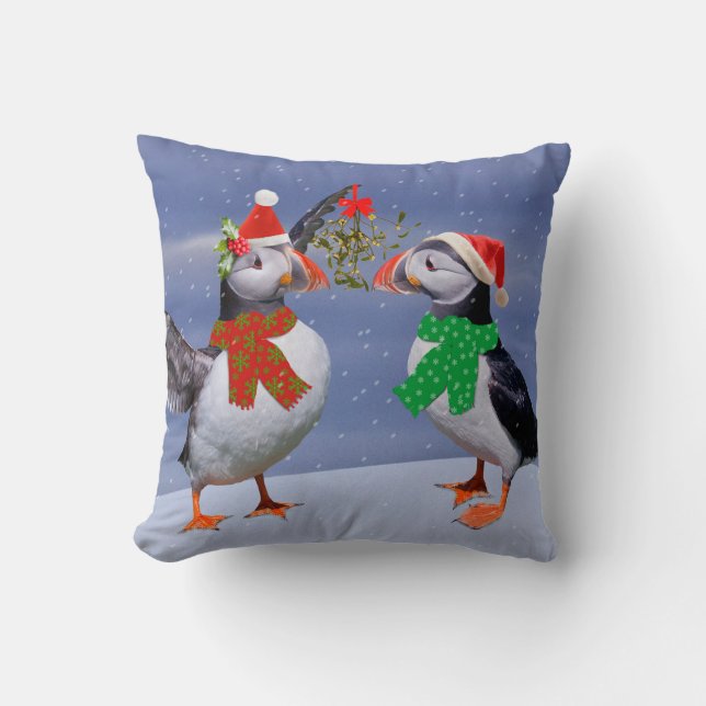 Festive Puffins Pillow (Front)