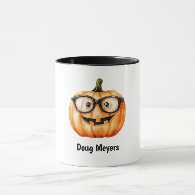 Festive Pumpkin Halloween Personalized Name Mug (Center)