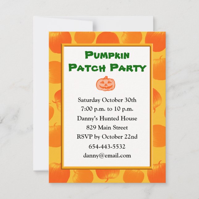 Festive Pumpkin Invitation Card Template (Front)