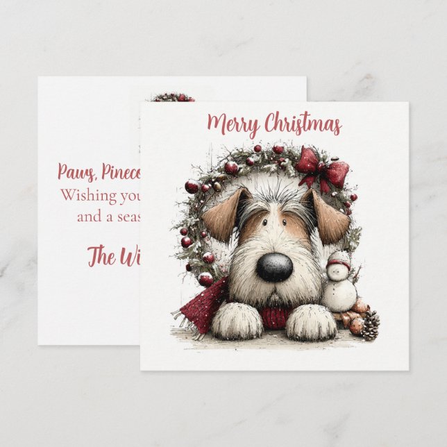 Festive Pup & Wreath Holiday Card (Front/Back)