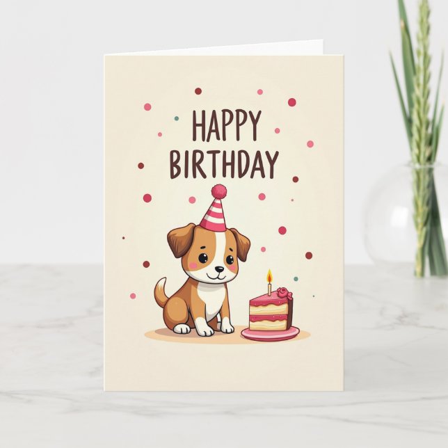 Festive Puppy Birthday Card (Front)