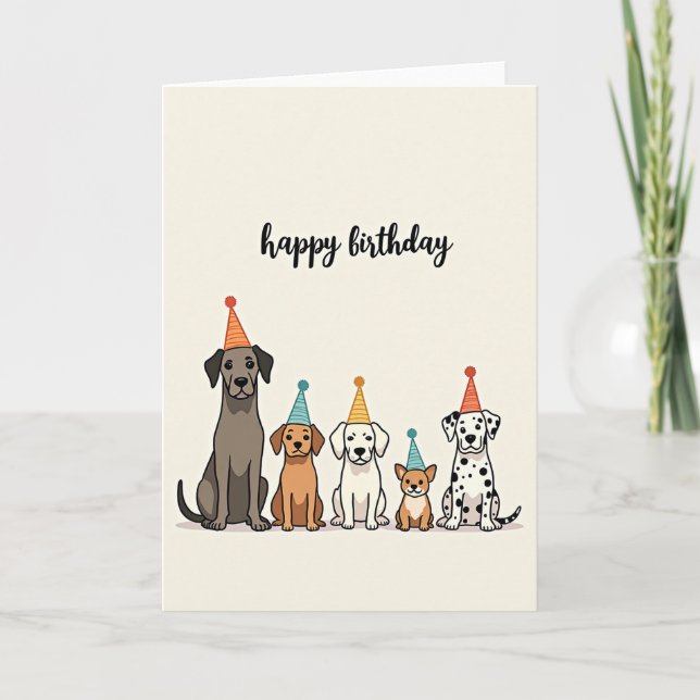 Festive Pups Birthday Card (Front)