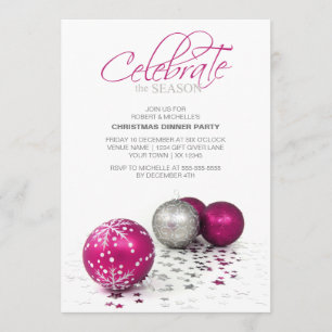Festive Purple Baubles Celebrate the Season Invitation