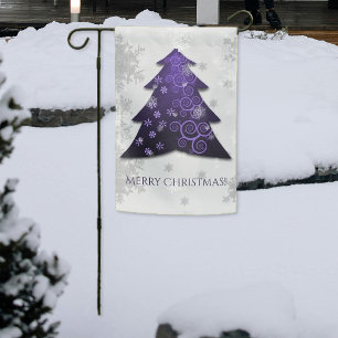 Festive Purple Christmas Tree Garden Flag