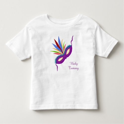 Festive Purple Feathered Mask Baby Girl Toddler T_shirt
