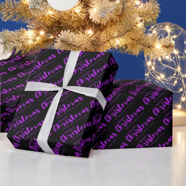 Festive Purple Foil Merry Christmas Wrapping Paper (Holidays)
