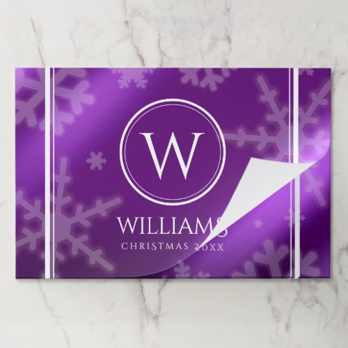 Festive Purple Foil Snowflakes Monogram Name Paper Pad