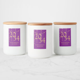 Festive Purple & Gold Christmas Holidays Food Label