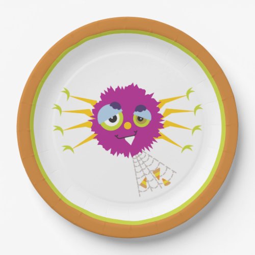 Festive Purple Spider Halloween Kawaii Cartoon Paper Plates