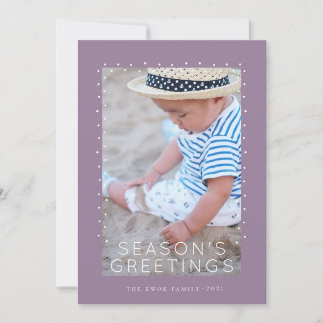 Festive Purple Tidings Christmas Photo Holiday Card (Front)