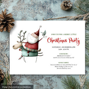 Festive Quirky Santa Watercolor Holiday Invitation