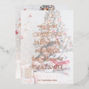Festive Quote Photo Overlay Christmas Luxury Foil Holiday Card