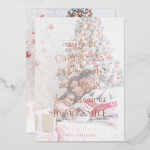 Festive Quote Photo Overlay Christmas Luxury Foil Holiday Card