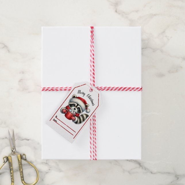 Festive raccoon Christmas tag (With Twine)