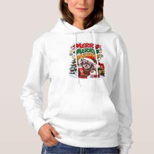 Festive Raccoon Christmas Tree Hot Cocoa Merry Hoodie
