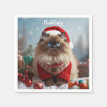 Festive Ragdoll Cat Christmas Personalized  Napkins