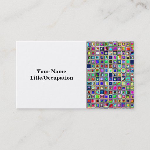 Customizable Festive Rainbow Textured Mosaic Tiles Pattern Business Card Template