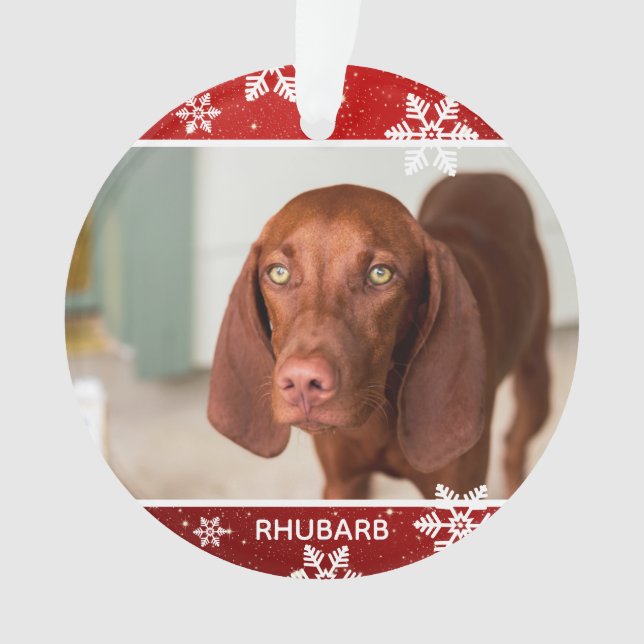 Festive Red 2 Photo Dog Christmas | Pet Ornament (Front)