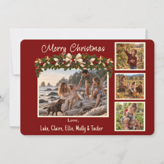 Festive Red 4 Photo Family Christmas Card