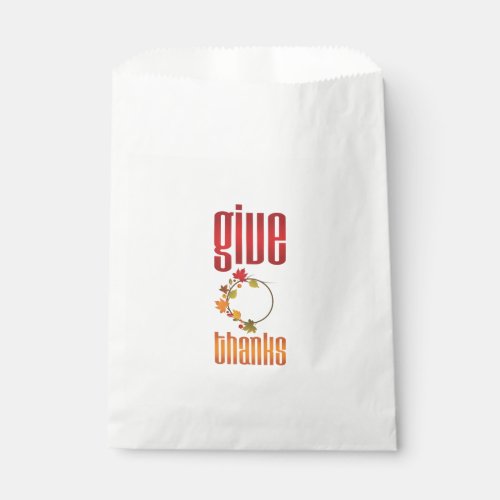 Festive Red and Gold Give Thanks Typography Favor Bag