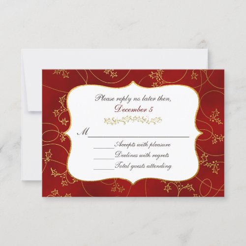 Festive Red and Gold Holiday RSVP Card