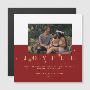 Festive Red and Gold Joyful Photo Christmas