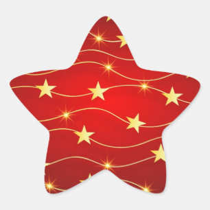Festive Red and Golden Yellow Stars Star Sticker