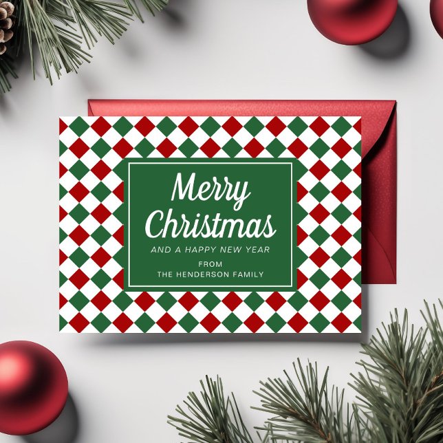Festive Red and Green Check Christmas Holiday Card (Festive Red and Green Check Christmas Holiday Card)