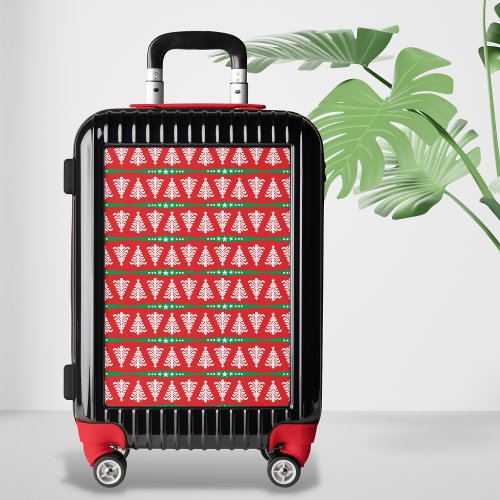 Festive Red And Green Christmas Tree Pattern Luggage