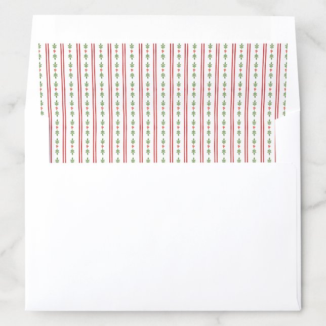 Festive Red and Green Folk Watercolor Christmas Envelope Liner (In Envelope)