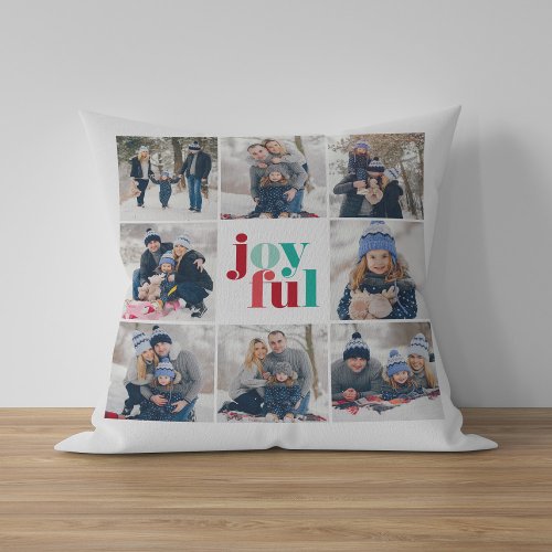 Festive Red and Green Joyful 8_Photo Gallery Throw Pillow