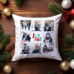 Festive Red and Green "Joyful" 8-Photo Gallery Throw Pillow<br><div class="desc">8-Photo Collage "Joyful" Winter Blue Typography Christmas design.</div>