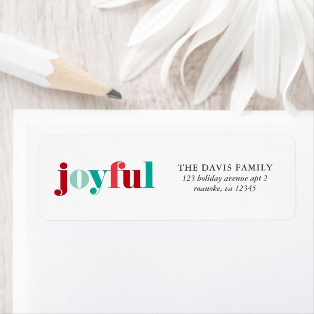 Festive Red and Green "Joyful" Christmas Label (Insitu)