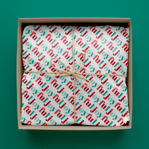 Festive Red and Green "Joyful" Typography Tissue Paper