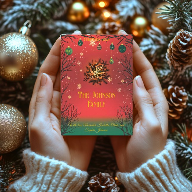 Festive Red and Green Ornaments, christmas card (Creator Uploaded)