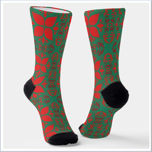 Festive Red and Green Pattern Socks (Creator Uploaded)