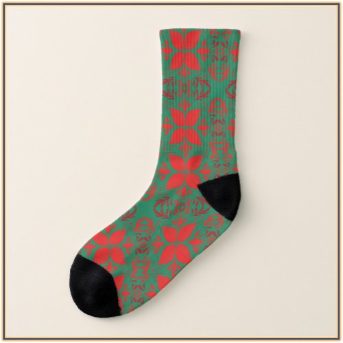 Festive Red and Green Pattern Socks