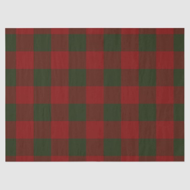 Festive red and green plaid Christmas wrapping Tissue Paper (Front)