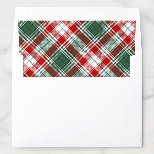 Festive Red and Green Plaid Pattern Christmas Envelope Liner (In Envelope)