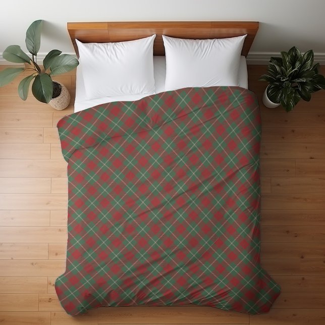 Festive Red and Green Tartan Plaid Pattern Duvet Cover (Rustic charm for the holidays and throughout winter.)