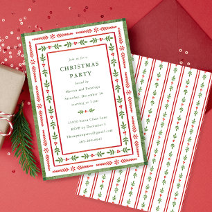 Festive Red and Green Watercolor Christmas Party Invitation