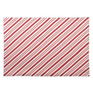 Festive Red and White Candy Cane Stripes Cloth Placemat