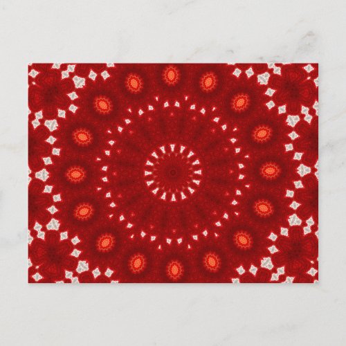 Festive Red and White Christmas Mandala Holiday Postcard