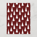 Festive Red And White Merry Christmas Tree Card. Postcard