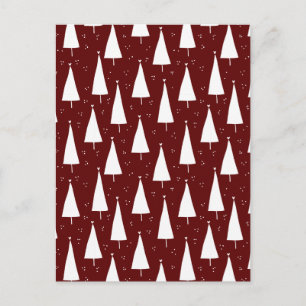 Festive Red And White Merry Christmas Tree Card. Postcard