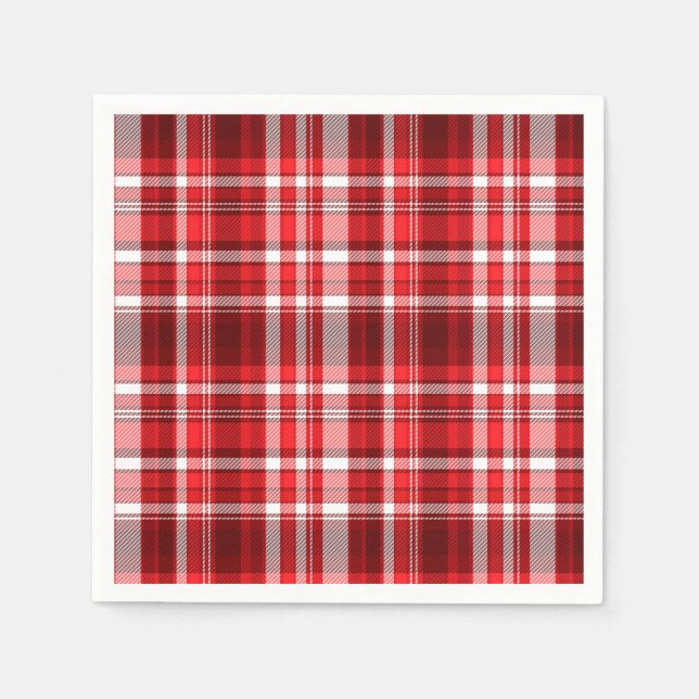 Festive Red and White Plaid Napkins (Front)