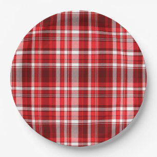 Festive Red and White Plaid Paper Plates