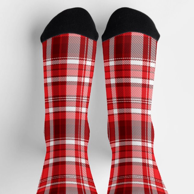 Festive Red and White Plaid Socks (Top)