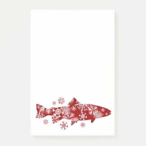 Festive Red and White Snow Trout Post_it Notes