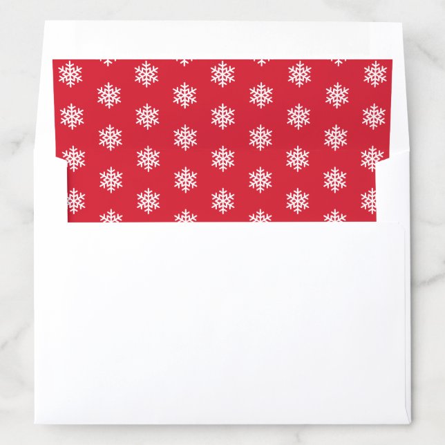 Festive Red and White Snowflake Pattern Envelope Liner (In Envelope)